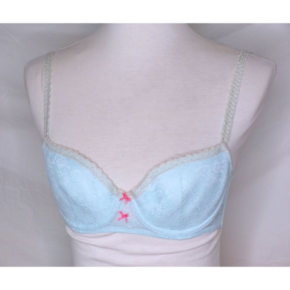 HEIDI KLUM Mon Coeur Lace Balconette Underwire Bra Blue 32C NEW - Picture 5 of 8